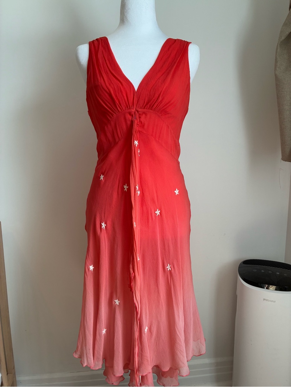 100% silk flowy formal dress
